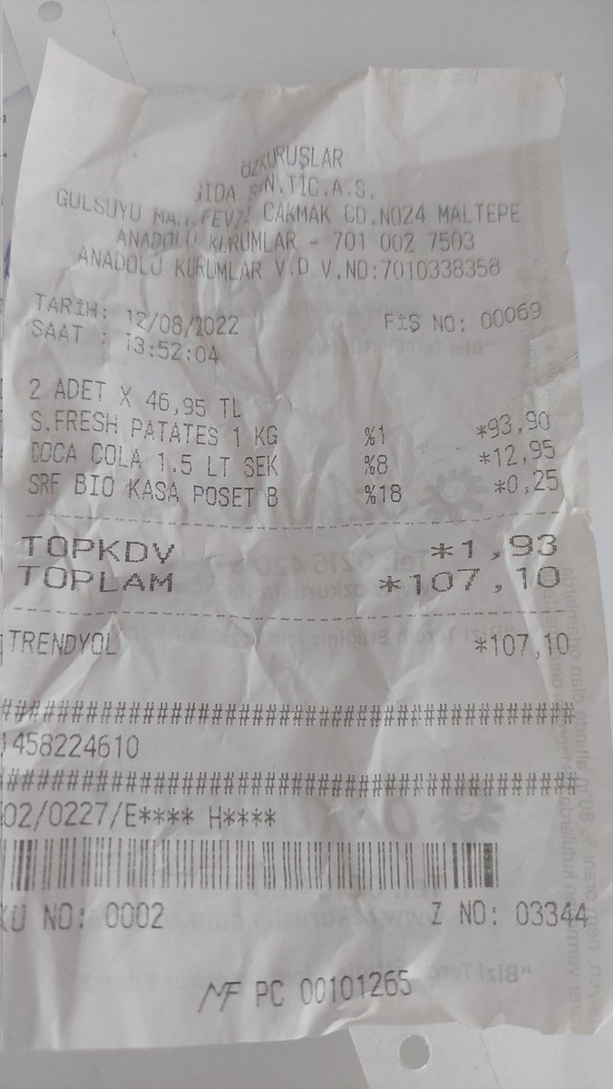 miaandme's tweet photo. Market siparişi verdim 2 adet superfresh jumbo patates istedim market bana normal gonderdi şikayet ettim fiş ve görsel istediler sonra fişte doğru yazdığı için iade etmediler. Burada benim ne sipariş ettiğim önemli adamlar kasada istedikleri ürünü geçirmişler @TrendyolDestek https://t.co/ceRBEl15W7