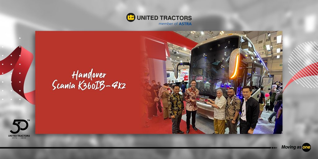 unitedtractors's tweet photo. Hari Jumat kemarin (12/8) United Tractors dan Scania baru saja melakukan serah terima salah satu bus antarkota antarprovinsi favorit kita semua, yaitu Scania K360IB-4X2 kepada PO SAN yang dilakukan di Booth Laksana.

#UnitedTractors #MovingAsOne #Scania #CoachBus #DistributorBus https://t.co/KGBIXXrMKx