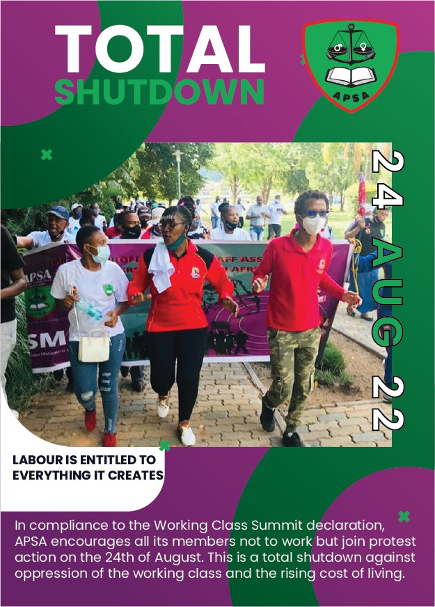 APSA has spoken. Labour is entitled to everything it creates! #24August2022 #NationalShutdown <a href="/SAFTU_media/">SAFTU</a> <a href="/APSA_Media/">APSA Trade Union</a> <a href="/WRPRLibrary/">Walter Rodney People's Revolutionary Library</a>