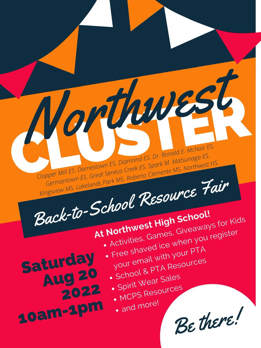 NorthwestJags's tweet photo. We are 1 week away from our NW Cluster Back2School Fair! 🖤🐆🤍Mark your 📆! Resources, vaccines, games, food &amp; more! #BestClusterAround @KMS_PRIN5 @RCMSHAWKS @Rose_S_Alvarez @MrCraemer @CurryAtTheCreek @TeamGermantown1 @ClopperMillES @RonaldMcNairES @NWHSPTSA @MCPS https://t.co/Os29ufBckE