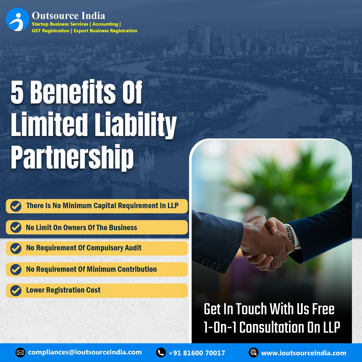 IOutSourceIndia's tweet photo. LLPs Are Considered Easier To Set Up And Are Comparatively Hassle-Free In Day To Day Operations. 
It Also Has A Lower Compliance Burden If There Is Minimal Activity.

Do You Want Your LLP Registration? Book Your Free 1-On-1 Consultation on: 0 8160070017

#LLP #IOutSource_India https://t.co/FI2Dg0mE2V