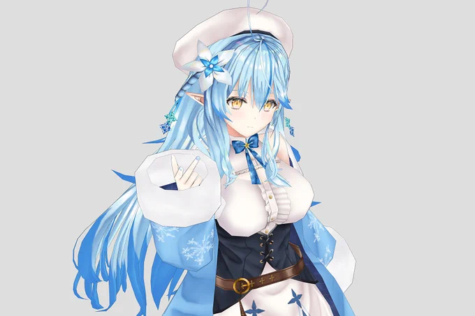 「雪花ラミィ」ペーパークラフト用3Dモデル完成大手メーカーから出るフィギュアとポーズが異なっていることに安堵しつつ、のんびり展開図作成中( ..)φ 