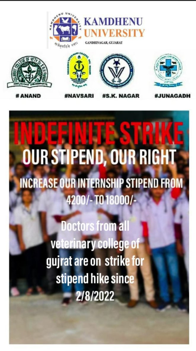लोग कहते है...
"आंदोलन प्रदर्शन और जुलूस निकालने से क्या होता है?
इससे सिद्ध होता है कि हम जीवित है, अटल है,
ओर मैदान से हटे नही है"
#Increase_Guj_Vet_Stipend 
#guj_vet_union 
#indefinite_hunger_strike 
<a href="/CMOGuj/">CMO Gujarat</a> <a href="/KanuDesai180/">Kanu Desai</a> <a href="/RaghavjiPatel/">Raghavji Patel</a> <a href="/CRPaatil/">C R Paatil</a> <a href="/PRupala/">Parshottam Rupala</a> <a href="/VtvGujarati/">VTV Gujarati News and Beyond</a> <a href="/GSTV/">GSTV</a>