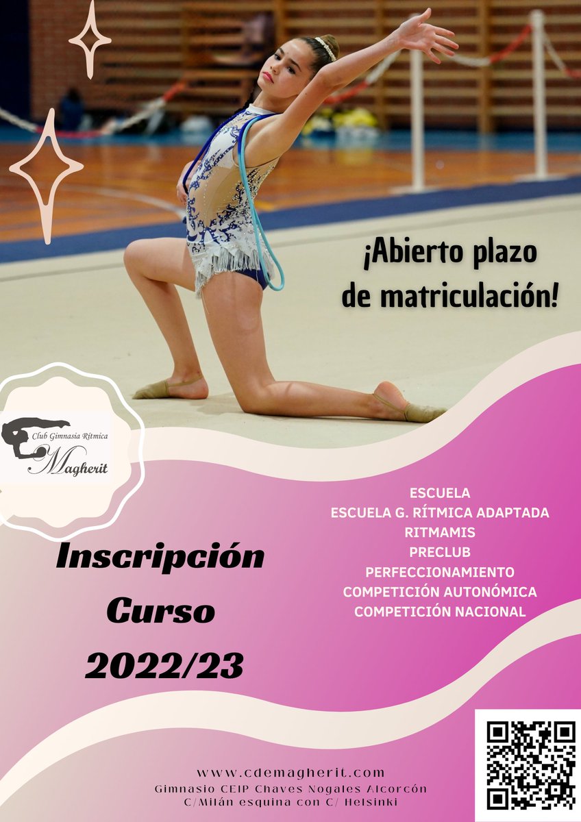 CDE_Magherit's tweet photo. Últimas plazas en nuestros grupos de #gimnasiaritmica 🤸‍♀️
Este año contamos con la novedad de #Yoga para adultos🧘‍♀️
Inscripciones aquí ➡️ https://t.co/iNacok9GkR

#alcorcon #deporte #deporteinfantil #extraescolares @AlcorconDeporte https://t.co/UUOmxhLvfH