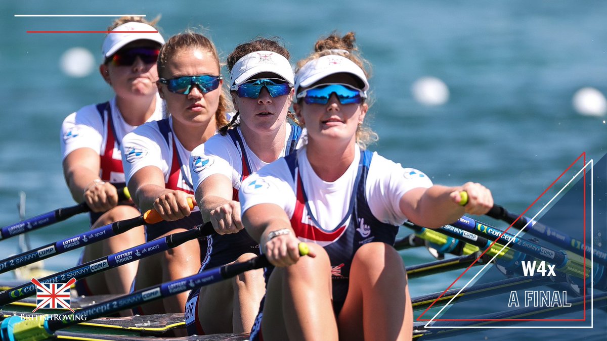 The women are lining up next for the A Final of the Women's quad (W4x) 🇬🇧

This crew came 1️⃣ in their heat on Thursday and moved straight to the A Final ⬇️
<a href="/jessleyden/">Jess Leyden</a> 
Lola Anderson
Georgie Brayshaw 
<a href="/lucy_gloverx/">Lucy</a>

Good luck #GBRowingTeam! 🏆

#ERCHMunich