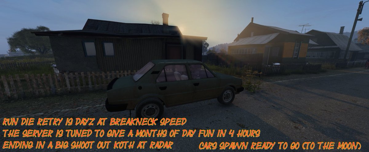 Here's another piece of shit thing about Run Die Retry

The server isn't vanilla, it's tuned for #DayZ on Speeeed

#RunDieRetry

RT ---- A lul
