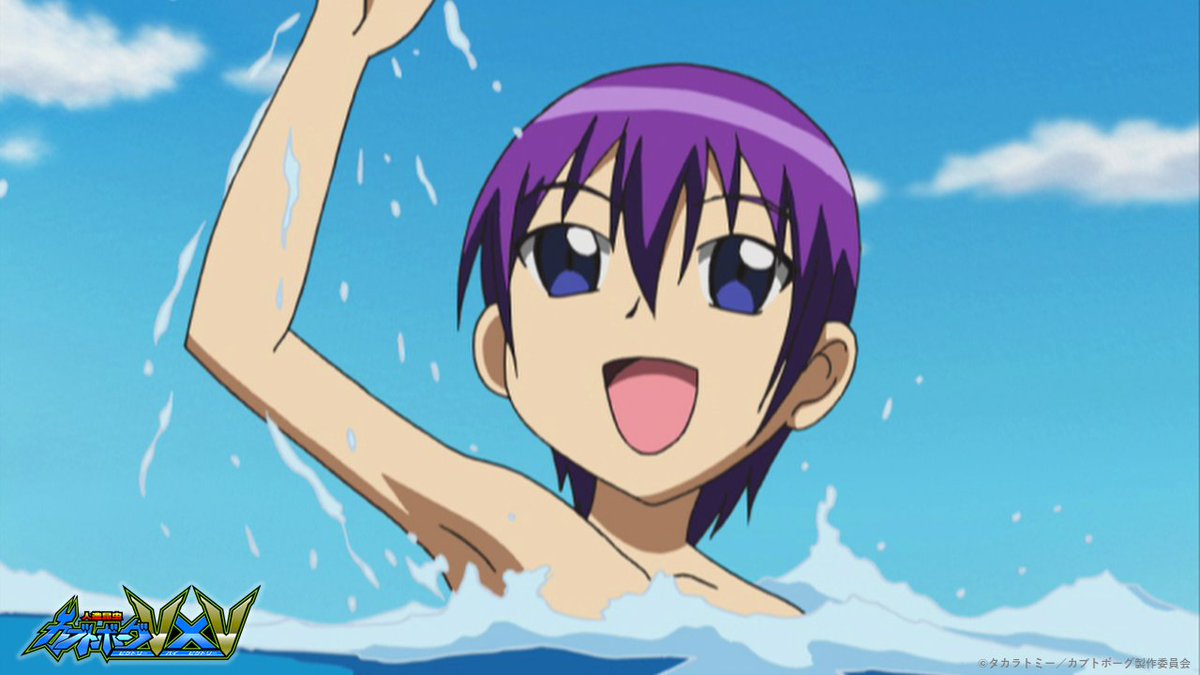 今日は #水泳の日 🌊 青い海！白い砂！南の島で泳ぐ勝治！ 「ぷは～っ