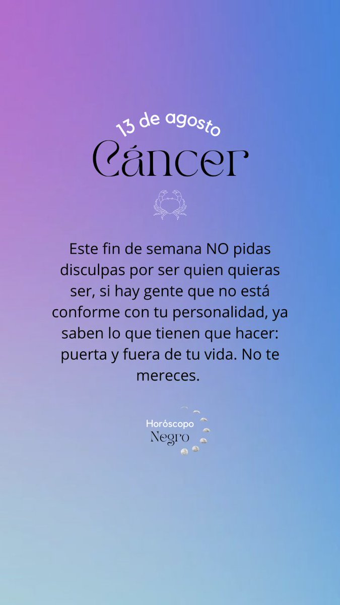cancer_hn's tweet photo. El horóscopo diario del 13 de agosto para #Cancer ♋🔮✨ 

#horoscopodiario #horoscoponegro #horoscopo https://t.co/7TySeqCtkX