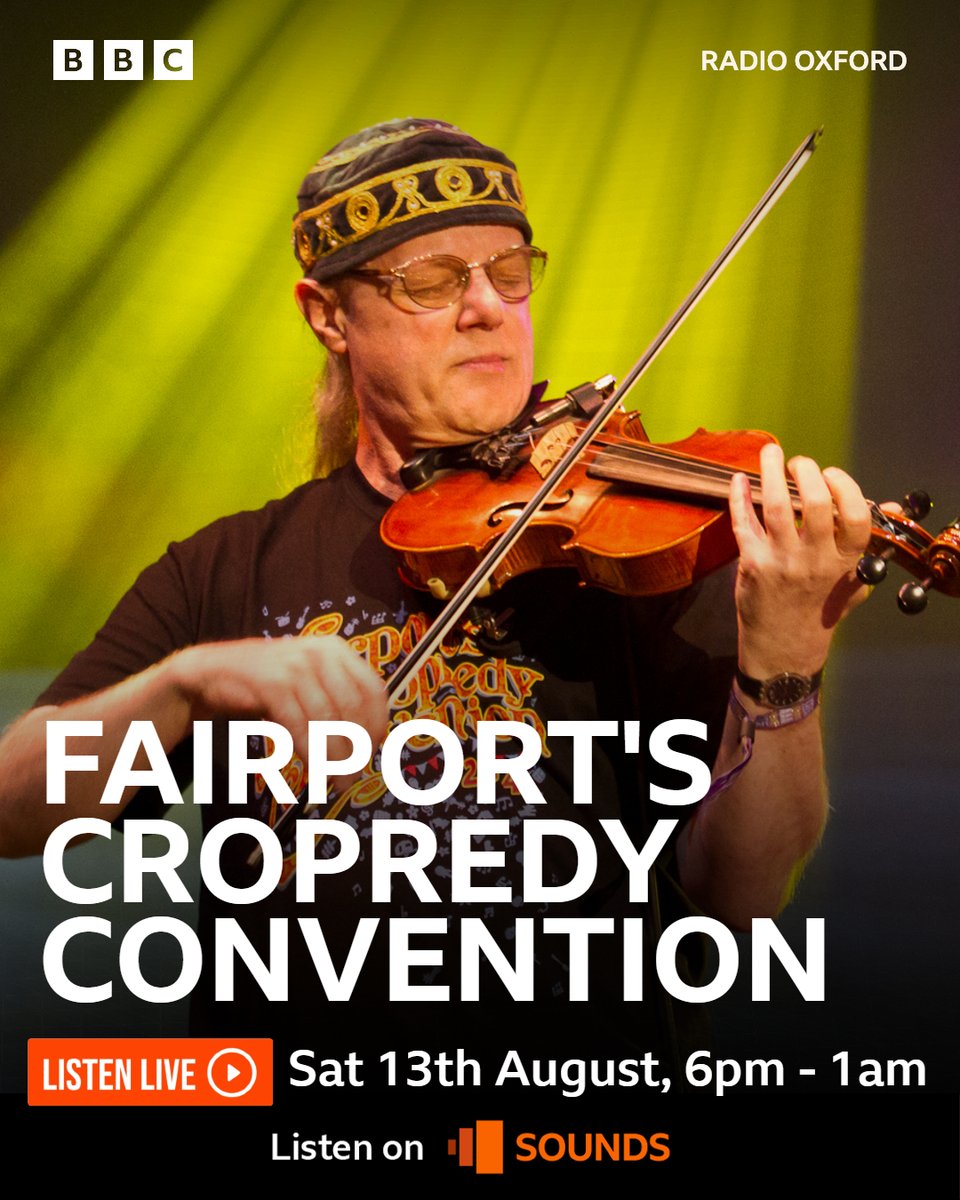 BBCOxford's tweet photo. Tonight from 6 we're at @faircropfest with live performances, backstage interviews &amp; Fairport Convention's set in full! 🎸

🔊 Listen live: 6pm - 1am on 95.2fm, DAB Digital Radio, Freeview Ch. 722, BBC Sounds and online 👇 https://t.co/BFafU9vqS5

#Cropredy2022 https://t.co/rJSiKkvJ7Y