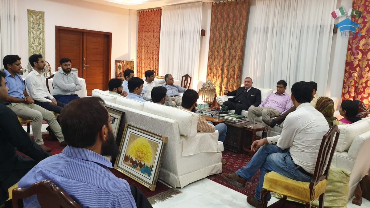 PakItalyAlumni's tweet photo. The Italian Embassy in Islamabad hosted a dinner for the members of Pakistan Italy Alumni Network (PIAN) on 11th August 2022. The event was graced by the Italian Ambassador to Pakistan, H.E. Ambassador Andreas Ferrarese. #alumni #PIAN #pakitaly #culture #culturalexchange https://t.co/3MKuinLkUq
