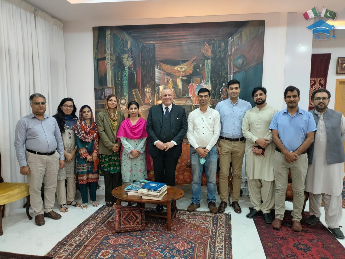 PakItalyAlumni's tweet photo. The Italian Embassy in Islamabad hosted a dinner for the members of Pakistan Italy Alumni Network (PIAN) on 11th August 2022. The event was graced by the Italian Ambassador to Pakistan, H.E. Ambassador Andreas Ferrarese. #alumni #PIAN #pakitaly #culture #culturalexchange https://t.co/3MKuinLkUq
