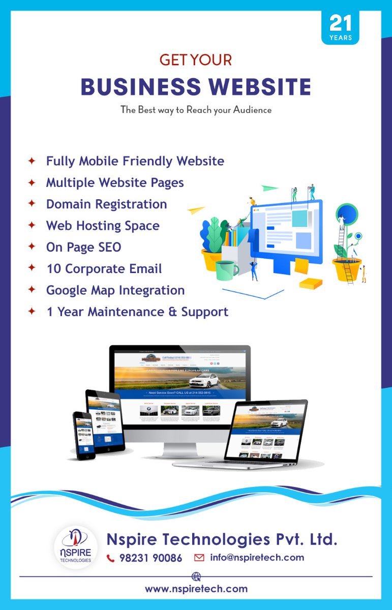 nspiretech's tweet photo. Business Website
The Best way to Reach your Audience
Fully Mobile Friendly Website
Multiple Website Pages
Domain Registration
Web Hosting Space
On Page SEO
10 Corporate Email
Google Map Integration
1 Year Maintenance &amp; Support https://t.co/viH6wREvLI