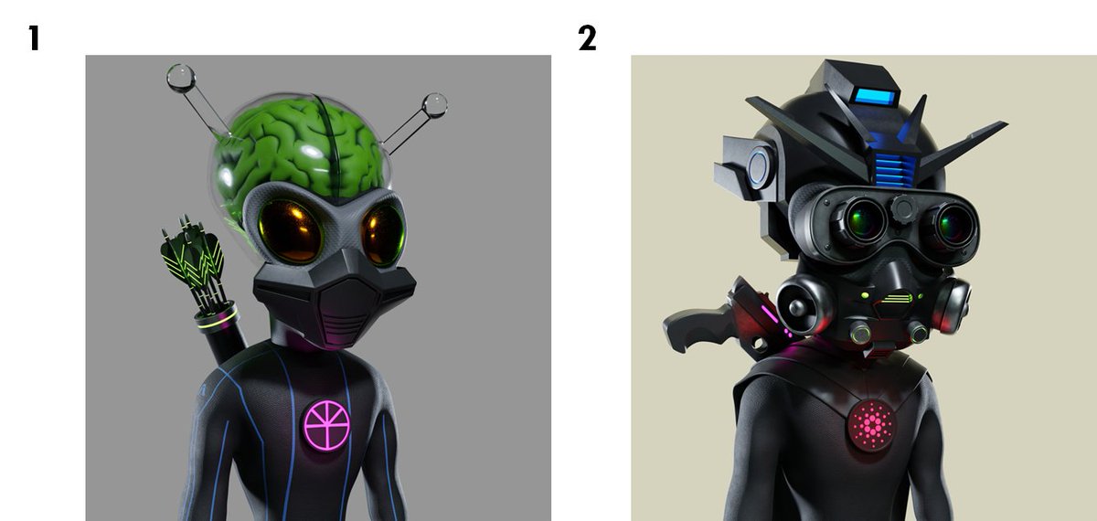sfumato44's tweet photo. I'm calling my @ADAINVADAZ fam to help me choose one of my invadaz to be featured in Thorpe Brown's upcoming book "Your reality is a construction", together with an alien thought experiment.
Which one would you choose, 1 or 2? Please comment!
#ADAInvadaz #CNFT #NFT #NFTs https://t.co/Zolu2l2UCB