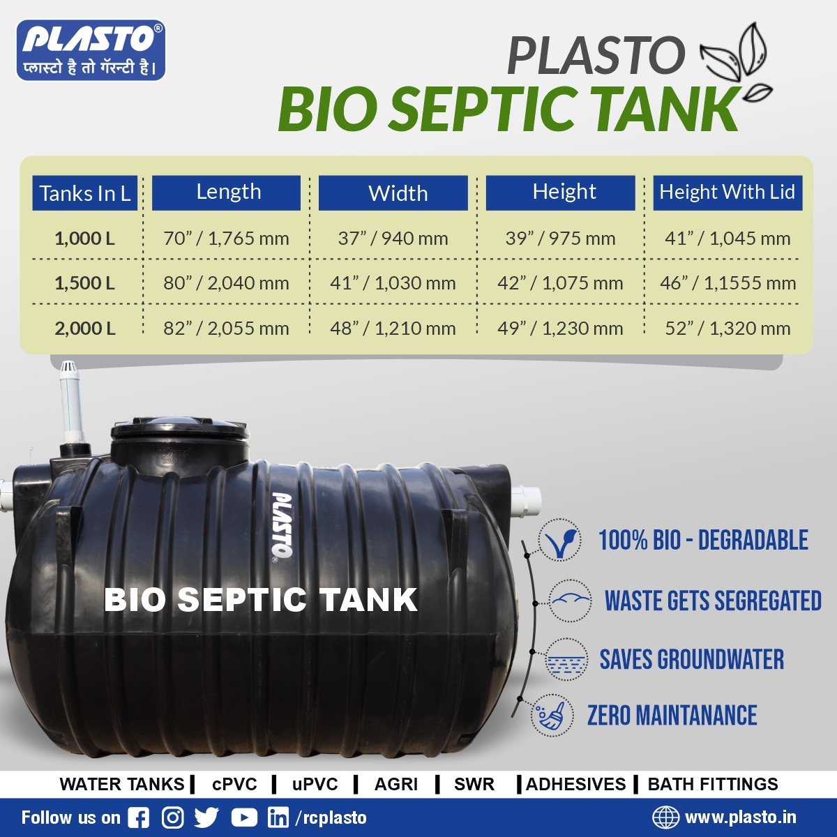 RCPlasto's tweet photo. Plasto Bio-Septic is specially designed to efficiently manage the slurry waste of your house. It is a cost-effective way to manage your slurry waste.
#plasto #plastotanks #plastoseptic #bioseptictank #bioseptic #wastemanagement #wastemanagementplasto #septictank #septictanks https://t.co/tzhacXOYMz
