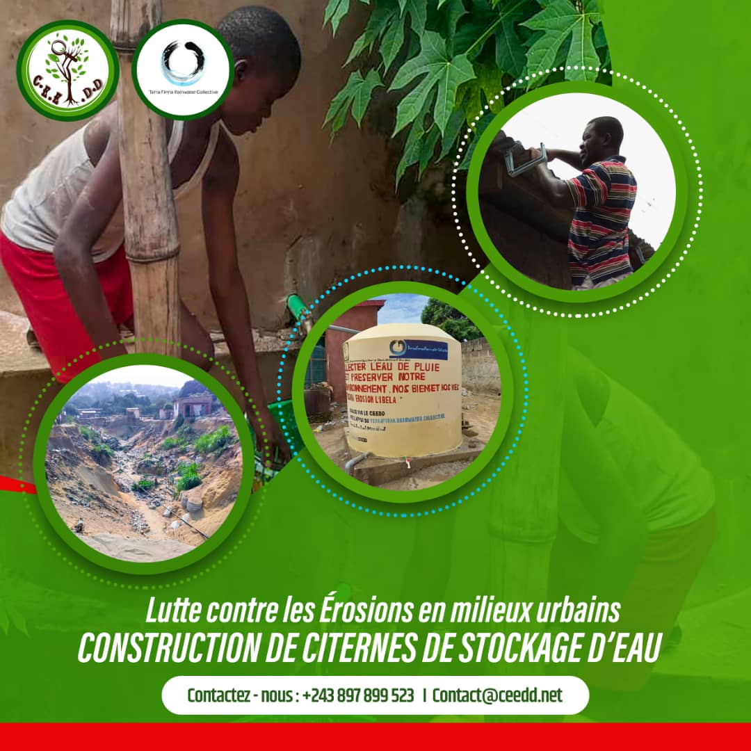 ArseneYenamau's tweet photo. #LutteContreErosion à #Kinshasa : Le Centre d'Etudes Environnementales pour le Développement Durable, #CEEDD en sigle contribue à la lutte contre les érosions par la construction de citernes écologiques de stockage d'eau. @olga_lise @environews_rdc https://t.co/ZyWKaQ4f8X