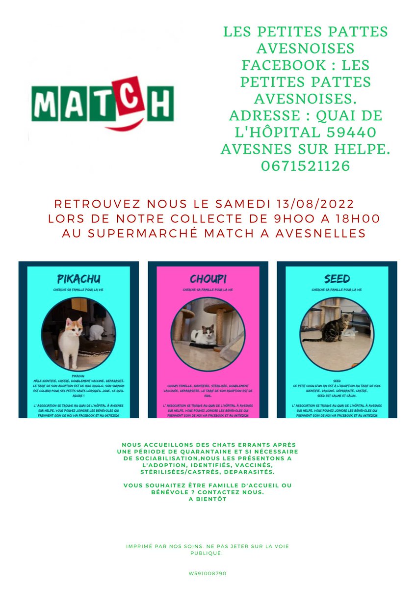 Lesptitespattes's tweet photo. C'est aujourd'hui ! Passez donc nous dire bonjour. 
#chat #chaton #adoption #avesnessurhelpe #association #catlovers #adoptdontshop #refugechat #sauvetageanimal #chatabandonne #amourdechat #ronron #tropmignon #famille #lespetitespattesavesnoises
#match #avesnelles #collecte https://t.co/xItAeSPD25