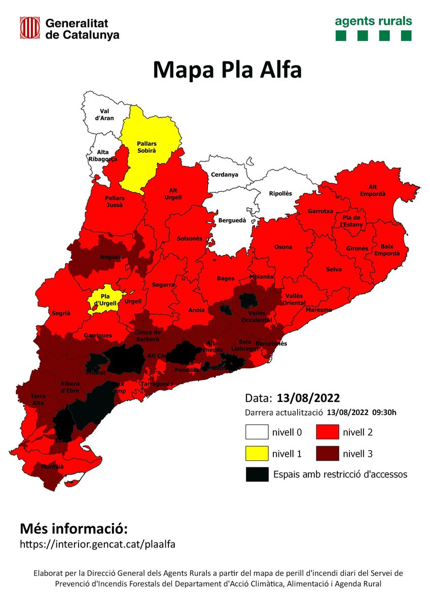 meteollac's tweet photo. Situació complicada pel que fa al perill d'incendi forestal.
Les condicions meteorològiques actuals a #LaLlacuna ens situen dins dels anomenats 3-30's:
🔴 Temperatura > 30°C
🔴 Humitat relativa < 30%
🔴 Velocitat del vent > 30km/h
🔥En cas de fum o foc, truqueu al 112 https://t.co/N5gwSSeyTe