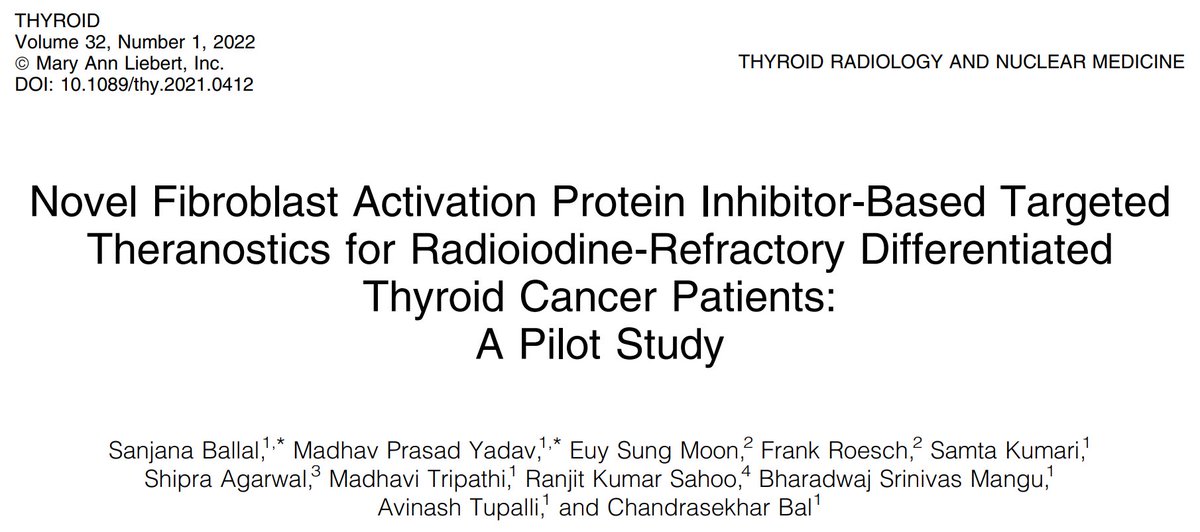 update_in_nm's tweet photo. FAPi-targeted therapy in RAI-R TC! 15 patients who progressed on MKIs received Lu-177 FAPi at eight-weekly interval. The results showed 4 patients with PR and 3 with SD. Moreover, serum Tg sig decreased in all patients. #thyroid #thyroidcancer #fapi #fapipet https://t.co/ndYe0rJnRI