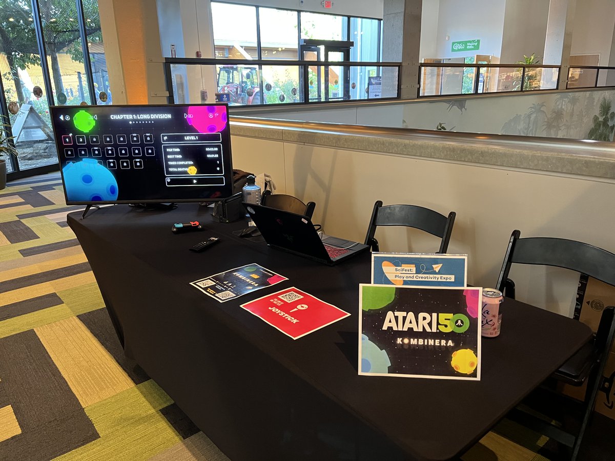 JoystickLLC's tweet photo. Come check out our booth today at @STLScienceCtr and try out @kombineragame, our first developed game, published by @atari!
#scifest #scifest2022 #gamedev https://t.co/ZXQVzTOiLl