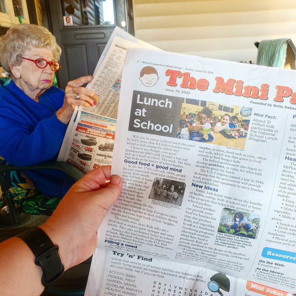 Chefrebeccak12's tweet photo. Sitting on my Grandma's back porch reading the paper together and came across an article about School Lunch! #backtoschool #schoollunch #chefsmovetoschools #schoolnutrition https://t.co/QdkdCjPnBU