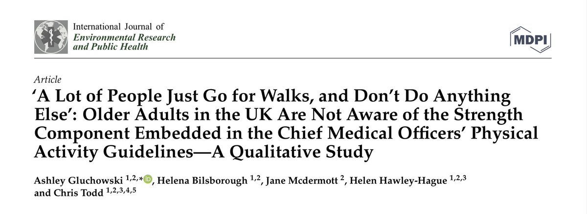 STRONGERwithAGE's tweet photo. This is the first article in @IJERPH_MDPI special issue ‘#PhysicalActivity and #Exercise Programs in #OlderAdults’ 🥳
Open access here -
https://t.co/b9vJc4J1K0
#strongerwithage #strengthismedicine #cmo #strengthguidelines https://t.co/bPYa03Zz4v