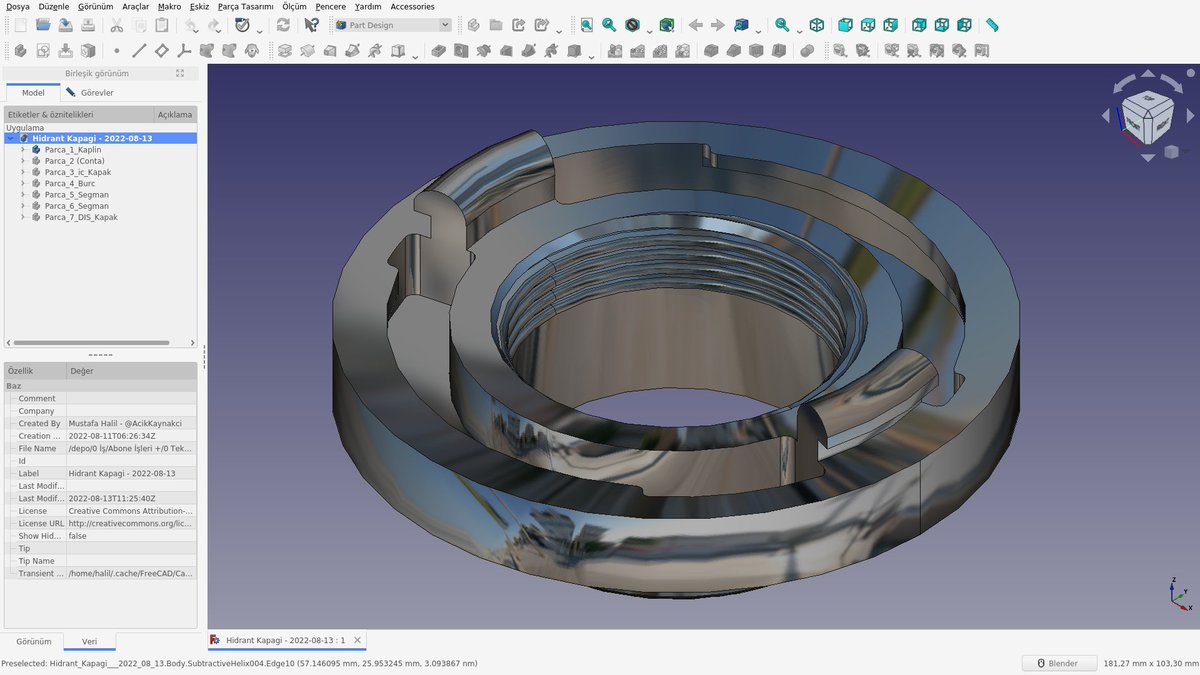 AcikKaynakci's tweet photo. Yangın Hortumu için Kaplin Bağlantısı
#MadeWithFreeCAD #FreeCAD #Showcase #fc3d #OpenSource #FLOSS #CAD #kaplin #coupling #Fire #yangin https://t.co/Vu72BLKmwC