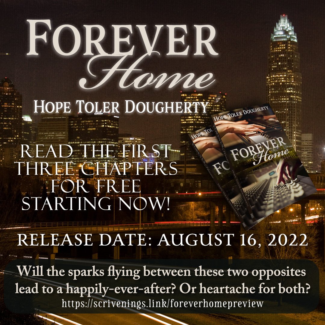 ScriveningsLLC's tweet photo. Forever Home by Hope Toler Dougherty releases 8/16/22, but you can read a chapter a day for #Free for the next three days!

https://t.co/HUQ911SRaJ

Pre-order now and save! The price goes up Tuesday.

#freechapters #christianfiction  #preorderpricing #ContemporaryRomance https://t.co/T8jN1QsX5i