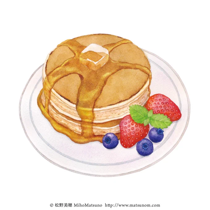 ご依頼されているシリーズ全体のトーンを合わせるためスイーツの輝きを控えめに描いている(画像がその例)けども、もっとツヤツヤでキラキラに描くお仕事もしたいと思っているところです 