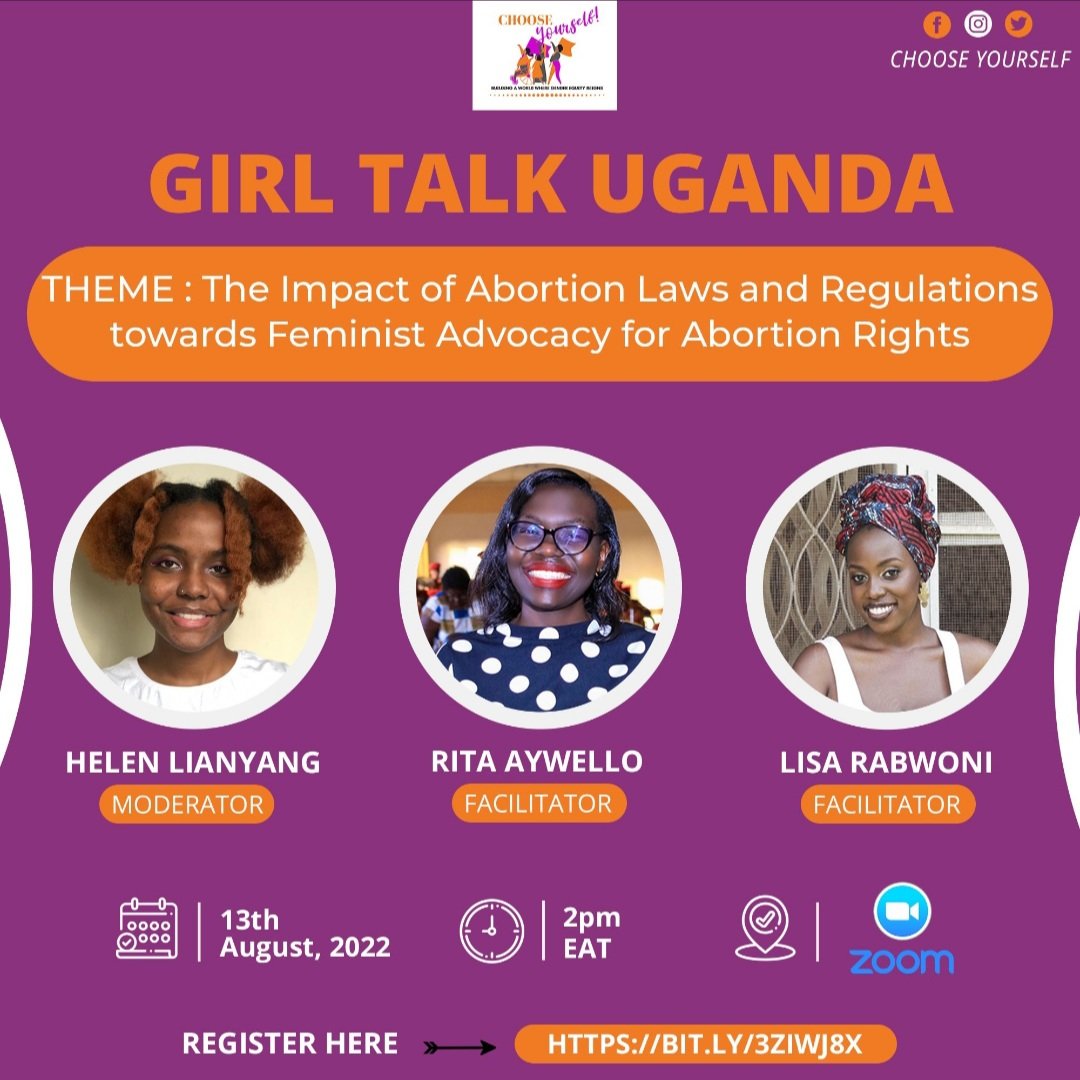 helinhelllll's tweet photo. #GirlTalkUg is happening now!
The conversation is on the impact of abortion laws and regulations towards Feminist advocacy for Abortion rights. https://t.co/g4zQlnFwcJ