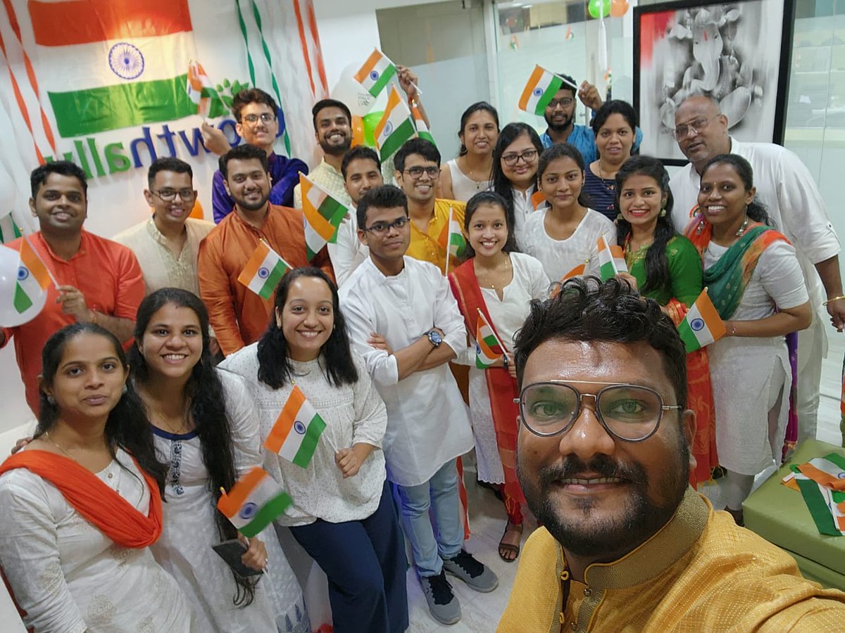 Growthally_Ltd's tweet photo. Independence Day Celebration at the office. The country celebrates its freedom, and we celebrate with a party at our office.  Happy 75 TH Independence Day to all.
#independenceday #Independencedaycelebrations 
#IndiaAt75 https://t.co/VGpKcnMc6P