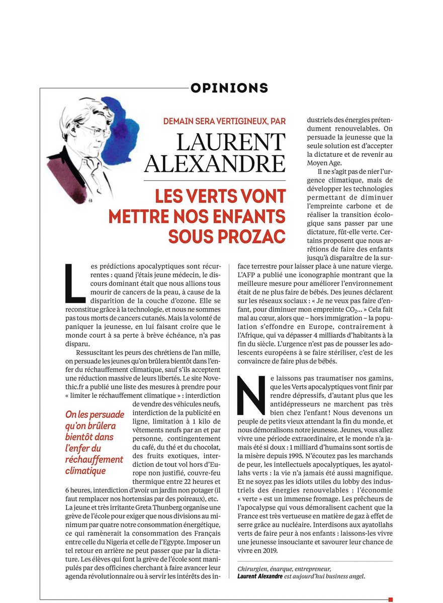 Les écologistes vont mettre nos enfants sous PROZAC

Arrêtons les discours apocalyptiques qui menacent la santé mentale de nos gamins….