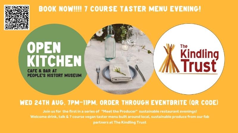OpenKitchenPHM's tweet image. There's still time to book for our 7 course taster menu evening on 24th Aug!! Welcome drink, talk from 
@kindlingtrust Directors on the future of sustainable food, &amp;amp; SEVEN course taster menu showcasing the best sustainable produce the North West has to offer! 🍷🍽️🥦😊