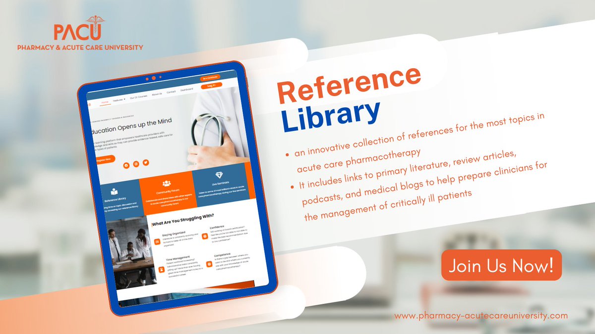 PharmacyAcute's tweet photo. Reference Library
Start saving time on topic discussion and research by accessing our reference library
https://t.co/SFcl8x9HEy
#twitteRx #pharmicu #phamres https://t.co/ohVLRjYRCE