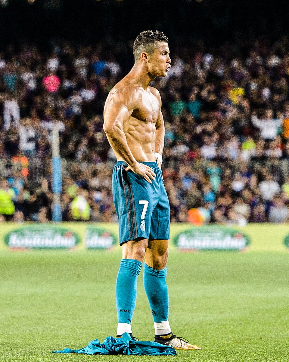 brfootball's tweet photo. It's been five years since Cristiano Ronaldo scored a stunner in the Spanish Super Cup then reminded the Camp Nou his name 😤 https://t.co/K790QgN8fB