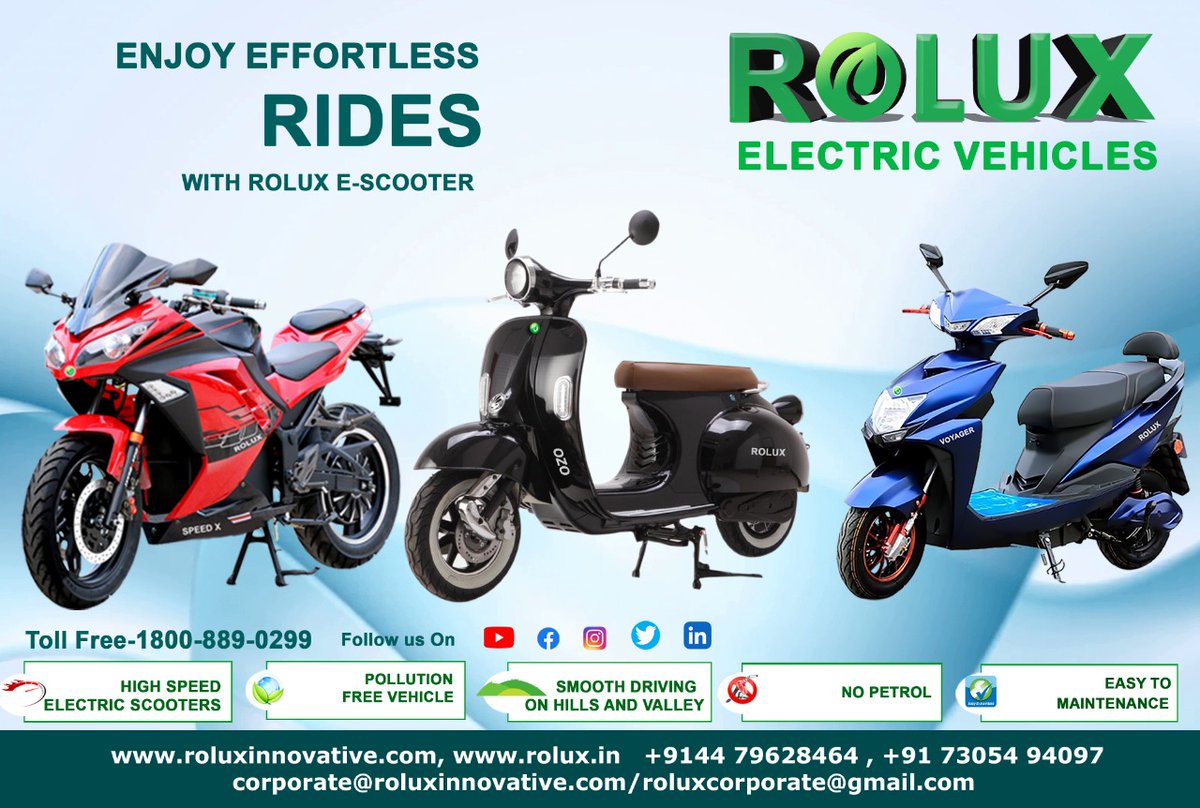 rolux_corporate's tweet photo. #roluxelectricvehicles #roluxev #ecofriendly
#roluxelectricscooter #greenerymision #roluxev
https://t.co/COTaQear2e
https://t.co/BtjAdudQz9
https://t.co/mrJ27CF0Ch
https://t.co/sPYzUj9N6s
https://t.co/oSllpiSH3M
#contact for trade inquires &amp; dealerships @8946022436 https://t.co/y4qC33sBLe
