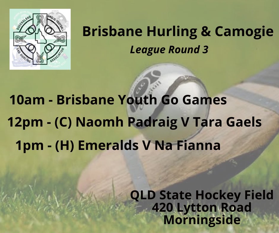 Hurling &amp; Camogie league resumes tomorrow 🏑 
Make sure to get down early as Brisbane Youths Go Games starts the day off at 10am #brisbane #irishabroad #gaa #hurling #camogie