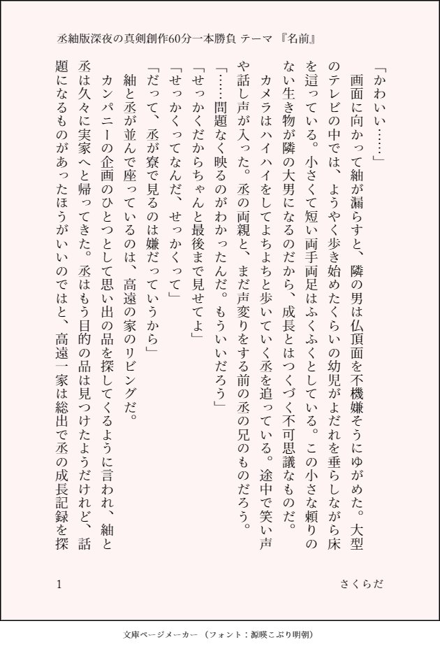 丞紬版深夜の真剣創作60分一本勝負 Tstm A3 Twitter