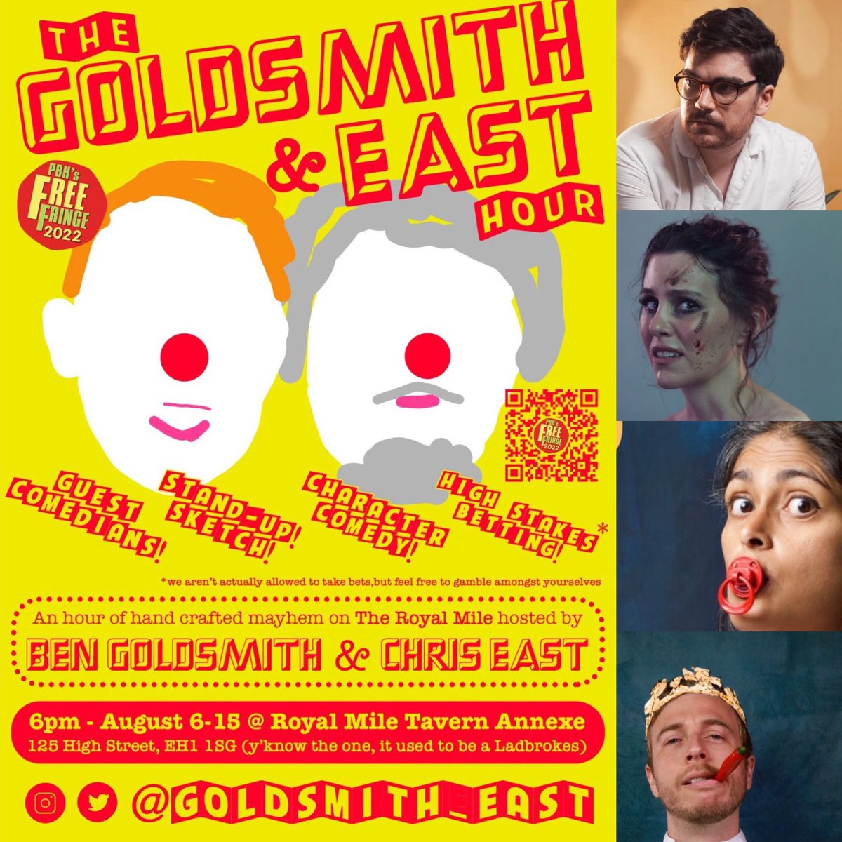 Goldsmith_East's tweet photo. 🏆 WHAT A LINE UP 🏆

😍 @LukeHealy 
😍 @kurdymann 
😍 @anuvaidyanathan 
😍 @The_Kunze 

🏡 6pm at The Royal Mile Tavern Annexe 
🎩 Hosted by @bengoldsmith90, @ChreastBrand and part of @thefreefringe #edfringe https://t.co/np3qkGwtLO