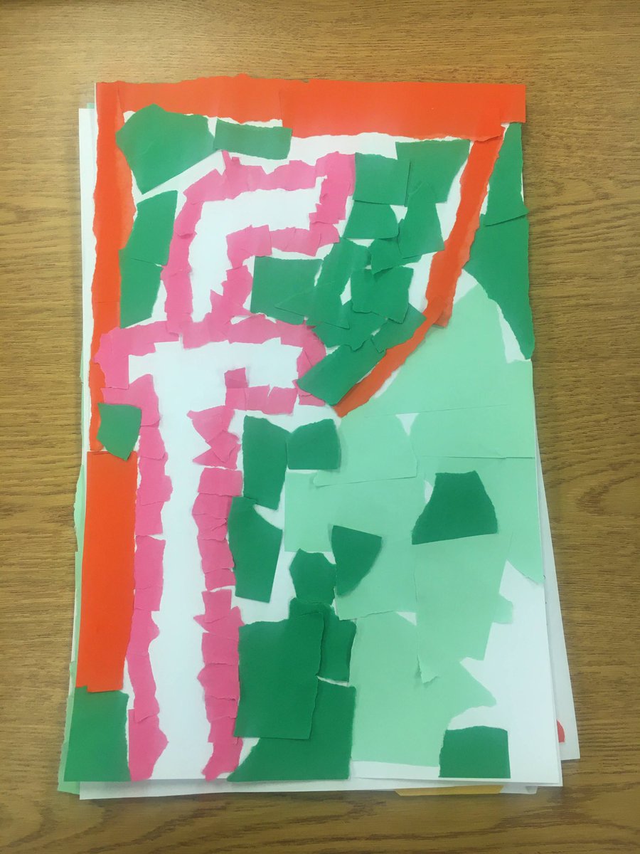 MsStem20's tweet photo. @dailystem #Stem teamwork at the beginning of the year! Activity is called Paper Tear. Kids get small squares of random colored paper and they tear it all up. Then they have to create a visual using the torn pieces of paper of whatever topic is given to them. Topic here was Social Media. https://t.co/RoZY2KTOj4