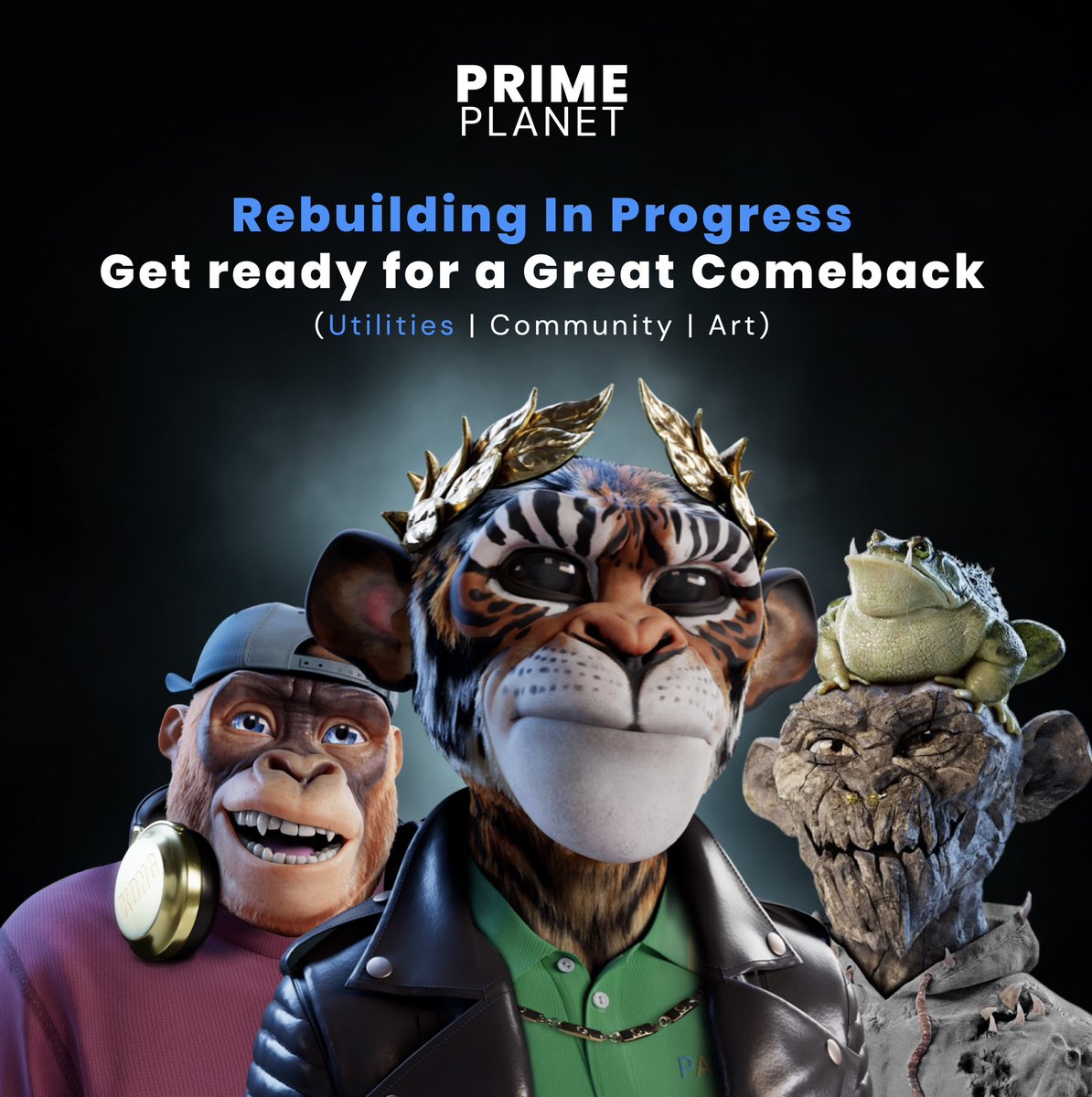 PrimeApePlanet's tweet image. Change is inevitable but growth is optional. Many start and profit from a NFT project, few continue to reinvest, sustain, build, and grow them. 

We will rebuild and we will grow together with the community through good and bad times. 💙

#nftcommunity #nftcollector #nftartist