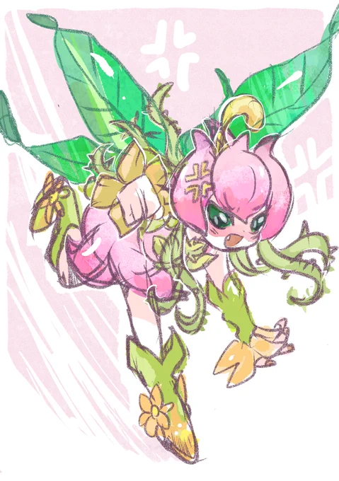 #リリモン #らくがき #デジモン #デジモンアドベンチャー  #イラスト #Digimon #Lillymon "おこ"なお台場の妖精。 