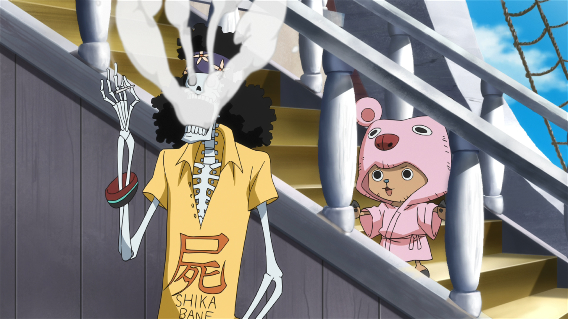 まな サンジにもらったタバコを無理して吸うブルック Onepiece みんなでワンピース T Co Gyrqjaulyq Twitter
