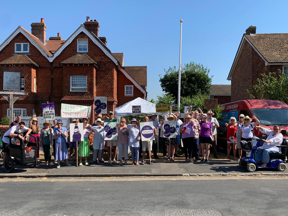 WWBSquashed's tweet photo. #Barcombe residents of all ages came out despite sweltering temperatures to give a collective thumbs-down to #Gladman's proposals for 70 houses outside the village planning boundary.

@LewesDC please reject these speculative development proposals. They won't meet community need🧵 https://t.co/6HiGA52MBv