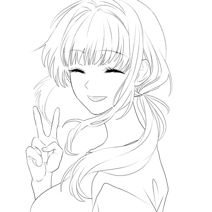 線画完成🙌  #wip #wipart #途中イラ #線画