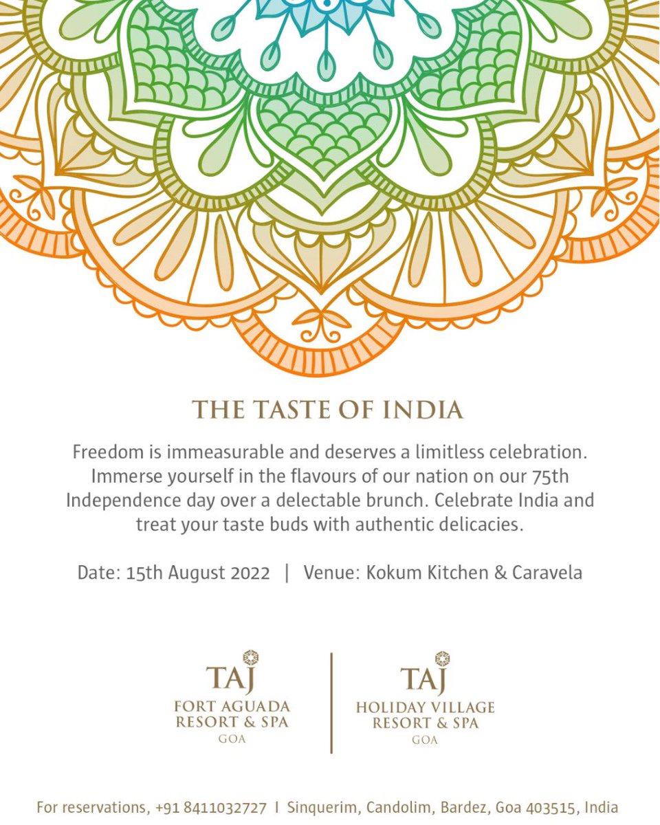 Revel in the flavours from the north east west and south. Treat your taste buds to an authentic gastronomic experience from the lands of India <a href="/TajVillageGoa/">Taj Holiday Village Resort</a> 

#TajHotels #TajHolidayVillage #Delicacies #History #Authentic #Food #India #Indian #Goa