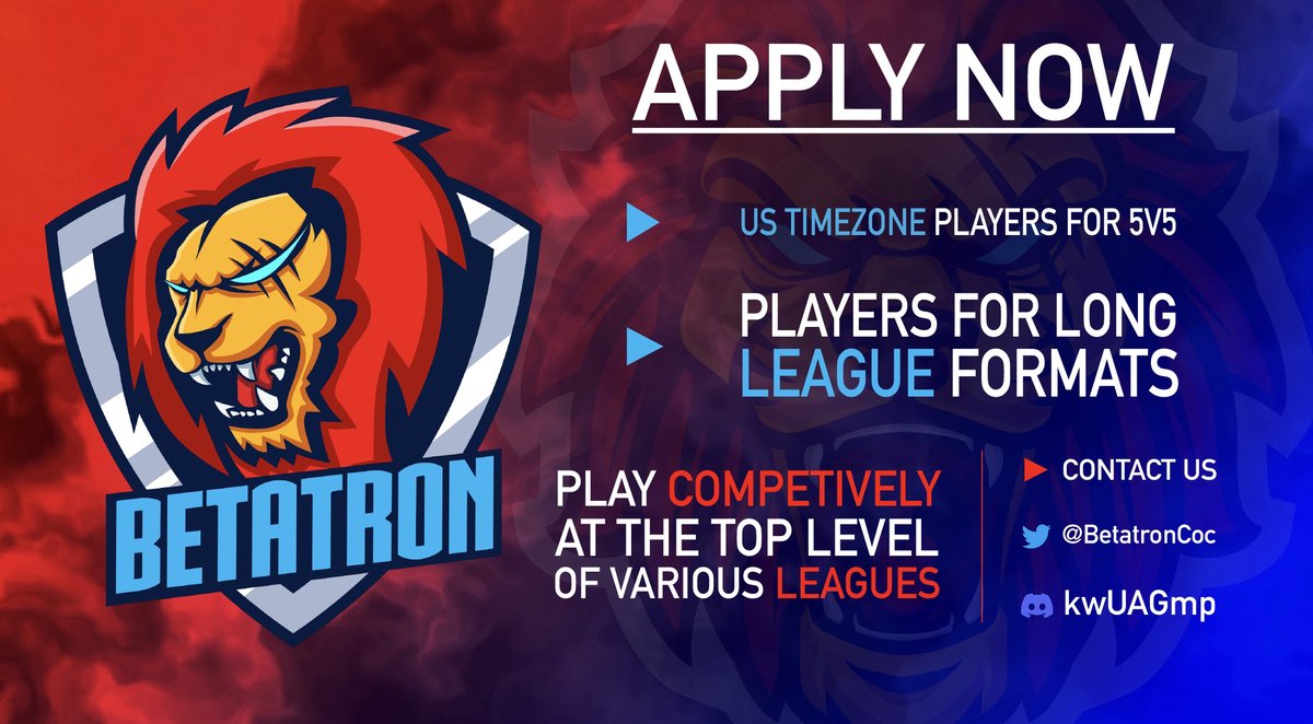 If you are part of North or South America and can speak good english, now's the time to apply to our US based timezone team for a chance to compete in the biggest leagues in a well established team. If you are interested, open a ticket in betatron server, link in bio! Be many!