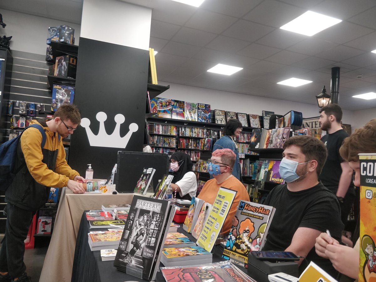 FPGlasgow's tweet photo. SMALL PRESS SUCCESS!
We're having a great @SmallPressDay here at FPI Glasgow! All of our lovely local creators are here ready to sell their work, chat and sign!
#fpi #fpiglasgow #glasgow #forbiddenplanet #smallpress #smallpressday #smallpressday2022 #localcreators #localart https://t.co/ndEOFVP8Vb