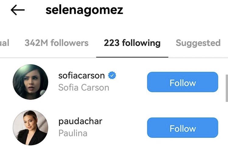 Selena followed sofia and her sister finally good people in her life 😭