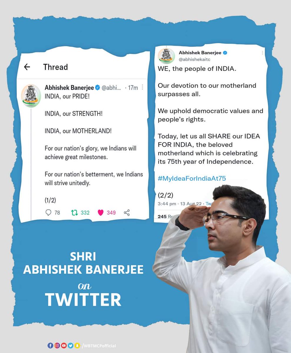 DrSabithaAitc's tweet photo. Shri Abhishek Banerjee on Twitter.

@abhishekaitc

#MyIdeaForIndiaAt75 #HappyIndependenceday2022 #aitctamilnadu https://t.co/umzH31OeUg