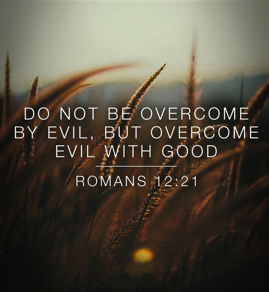 “Do not be overcome by evil, but overcome evil with good.”